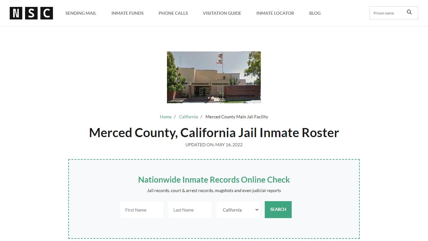 Merced County, California Jail Inmate List